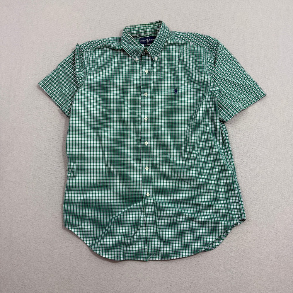 Vintage Polo Ralph Lauren Button Shirt Large Plaid Classic Fit Short Sleeve 90s